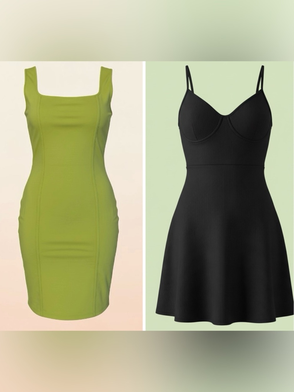 2 wild fable Dresses - Lime Green + Black Ribbed Sundress